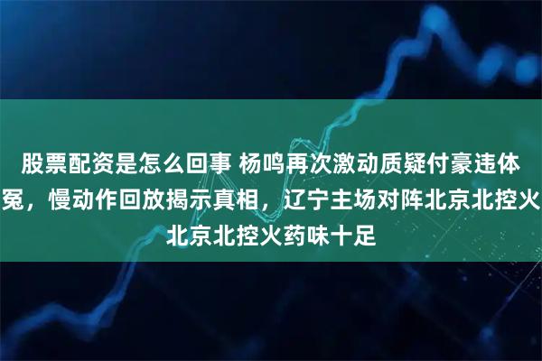 股票配资是怎么回事 杨鸣再次激动质疑付豪违体犯规冤不冤，慢动作回放揭示真相，辽宁主场对阵北京北控火药味十足